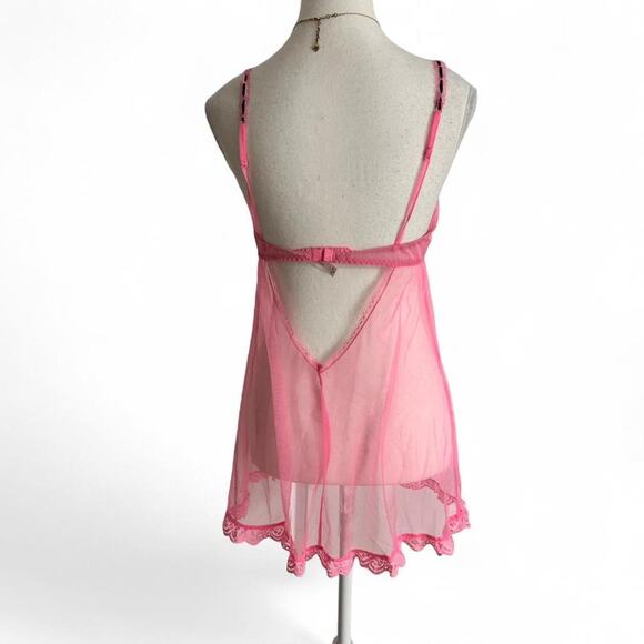 Victorias Secret Lacey Pink Vintage Y2K Slip Dress Size Medium - Picture 2 of 5
